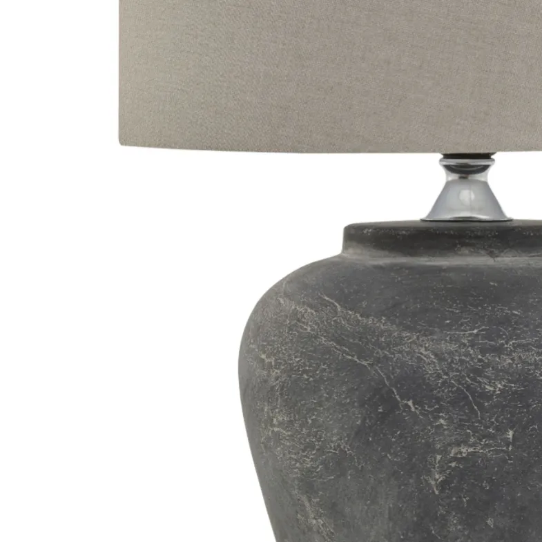 Amalfi Grey Stone Lamp with Linen Shade