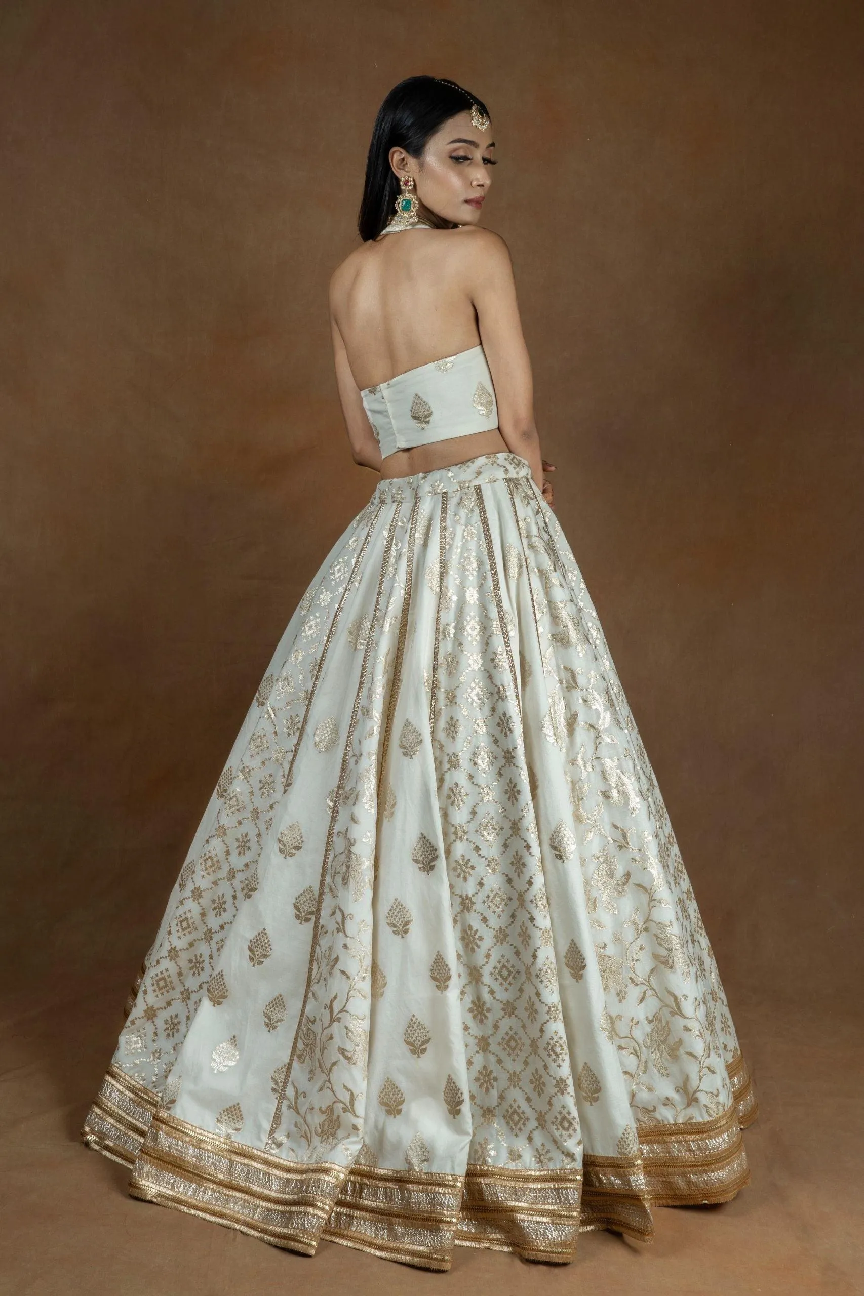 Amaltas Couture's Amyra Chanderi Silk White lehenga - Rent