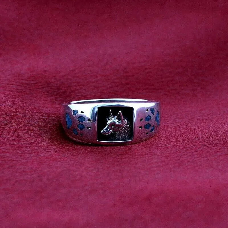 Amazing Wolf Crystal Silver Rings