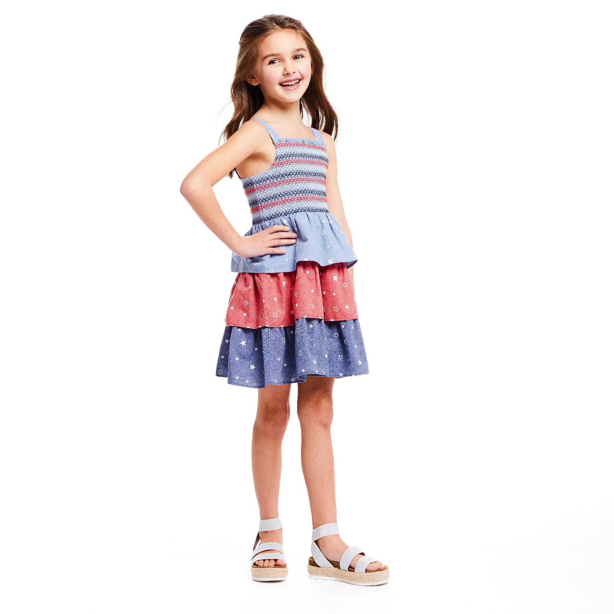 Americana Chambray 3-Tier Dress