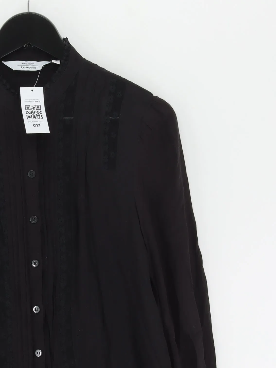 & Other Stories Women's Blouse UK 10 Black 100% Viscose