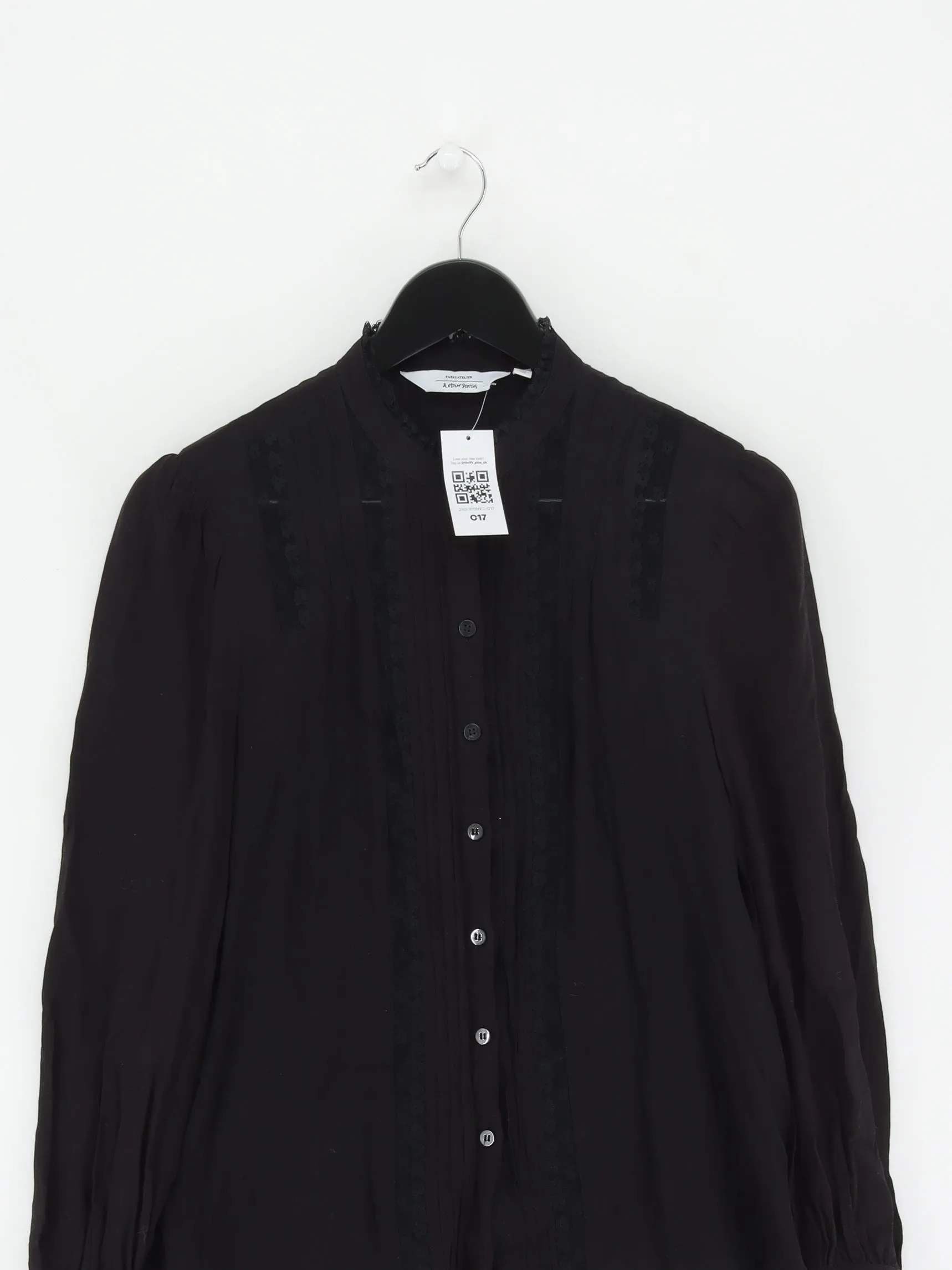 & Other Stories Women's Blouse UK 10 Black 100% Viscose