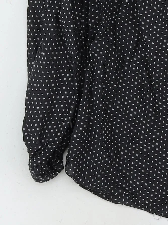 & Other Stories Women's Blouse UK 10 Black Viscose with Silk