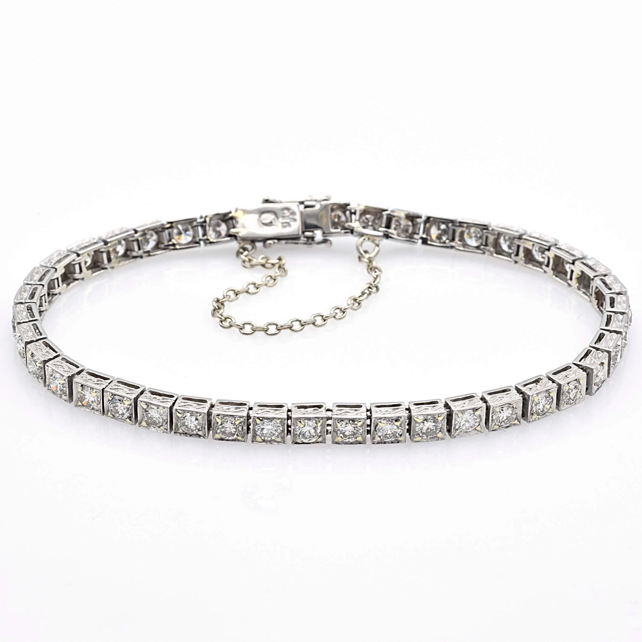 Antique Platinum 4.62 TCW Diamond Tennis Bracelet