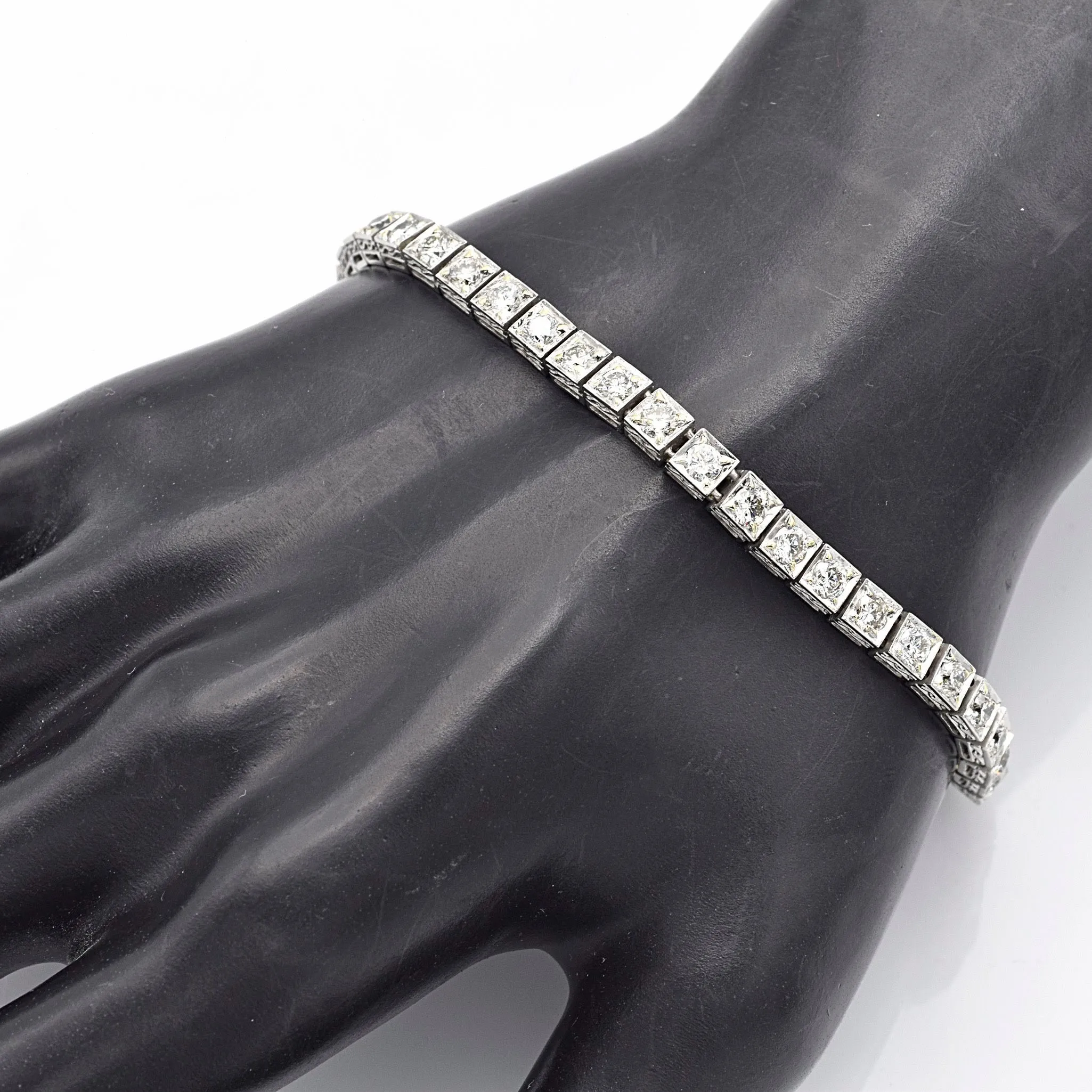 Antique Platinum 4.62 TCW Diamond Tennis Bracelet