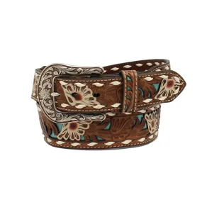 Ariat Women's Turquoise Underlay Floral Belt