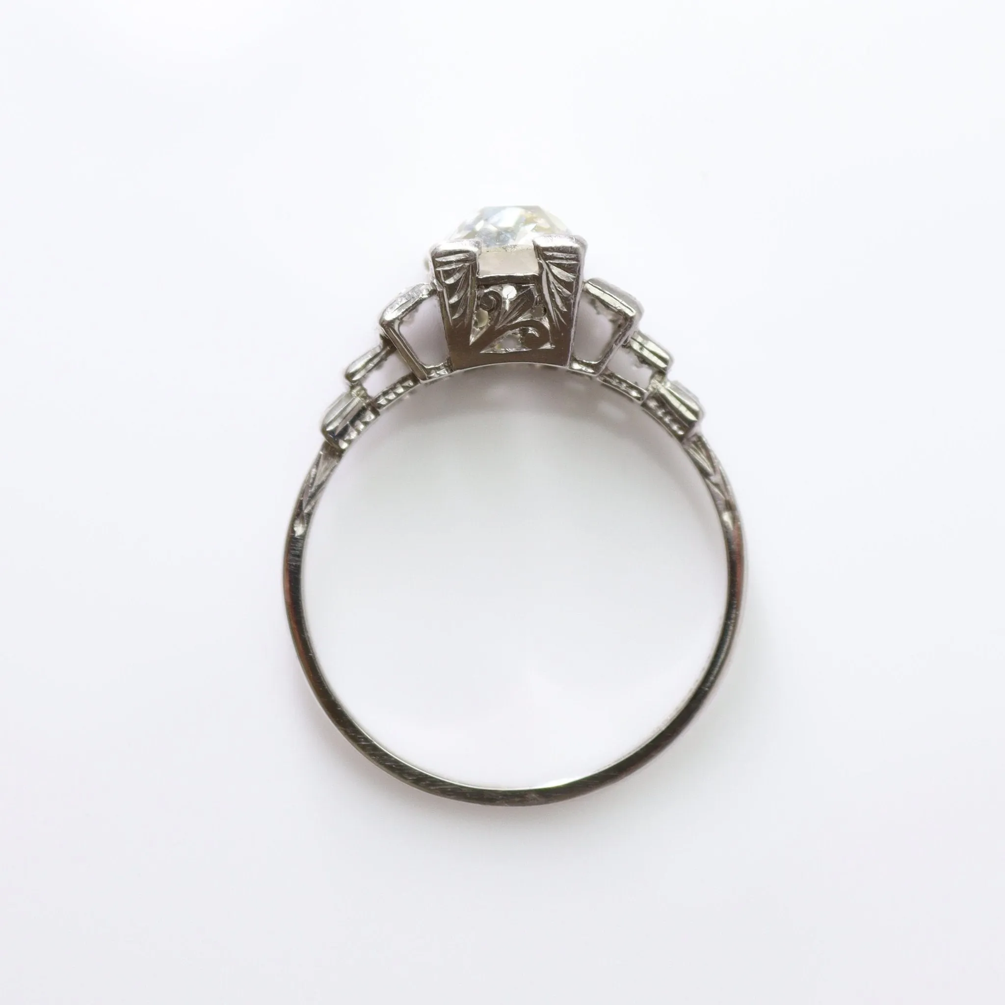 Art Deco 1.75 Carat Old Mine Cut Diamond Solitaire Ring