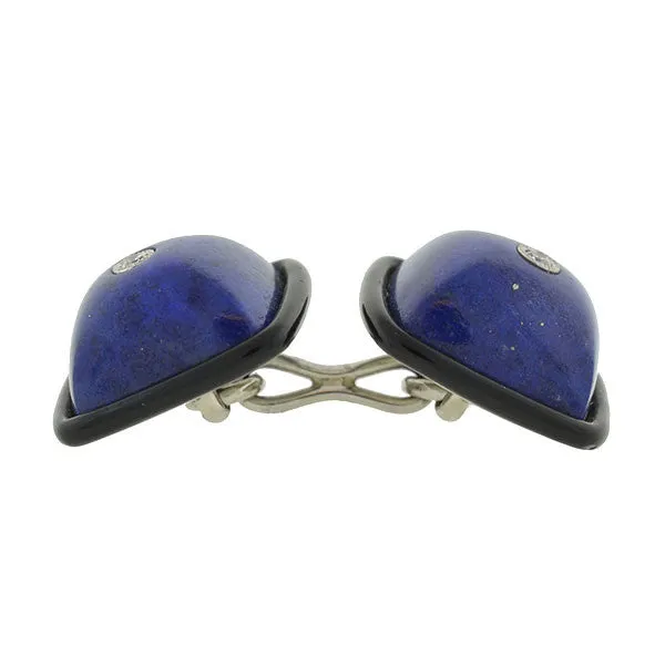 Art Deco 18k Lapis, Onyx, & Diamond Cufflinks