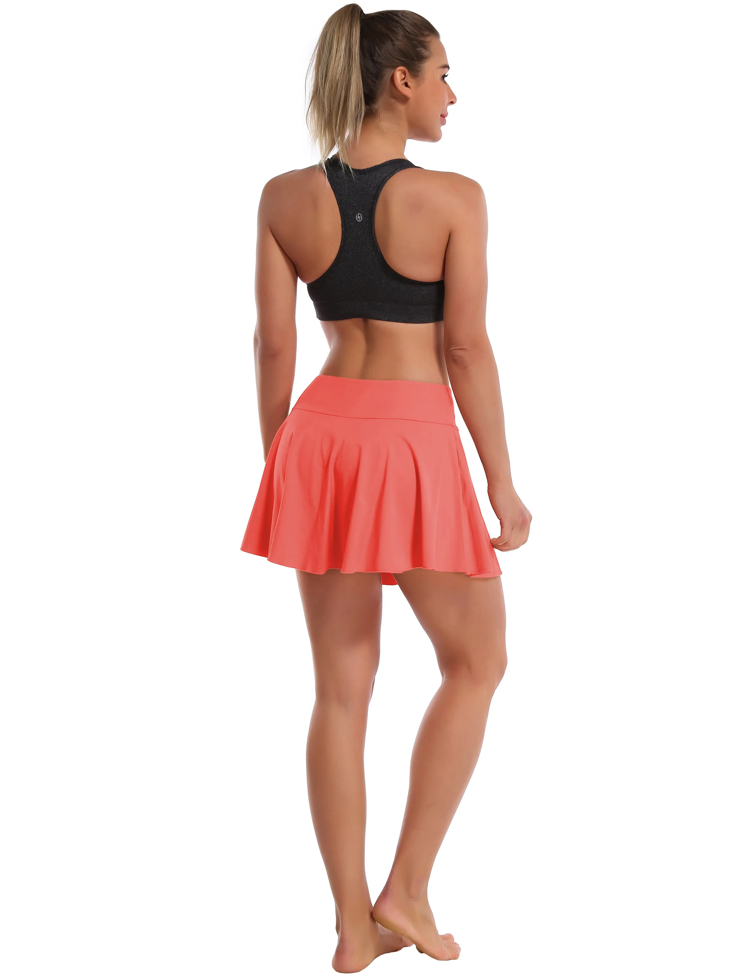 Athletic Tennis Golf Pleated Skort Awith Pocket Shorts coral