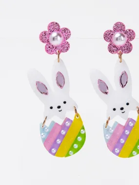 Aubrey 2-Tier Floral Post Glitter & Pearl Easter Earrings