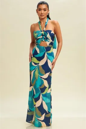 Aura Halter Linen Maxi Dress