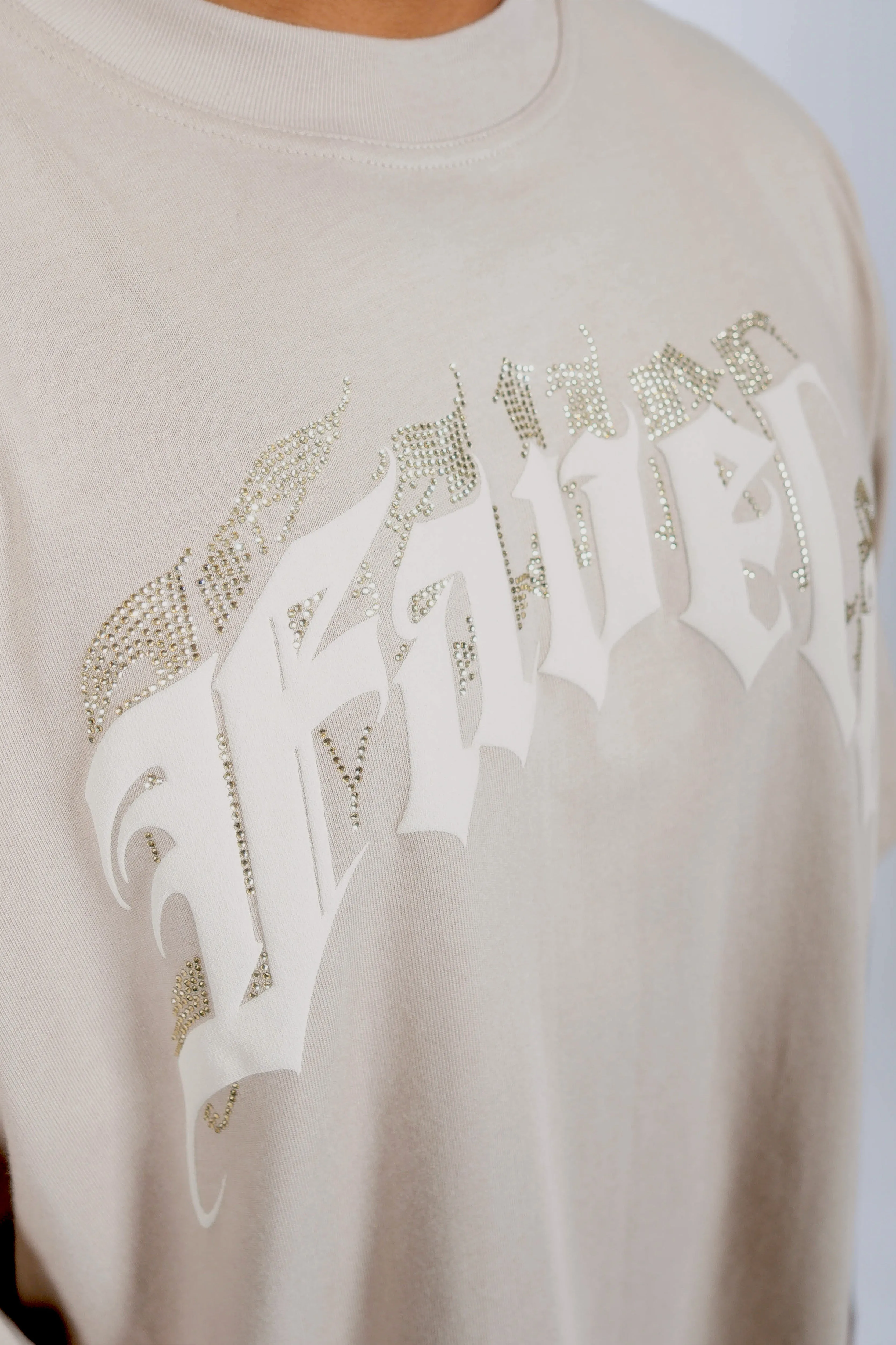 AVES RHINESTONE TAUPE T-SHIRT