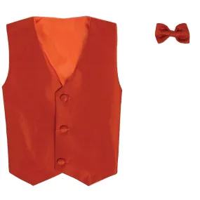 Baby Boys Orange Poly Silk Vest Bowtie Special Occasion Set 3-24M