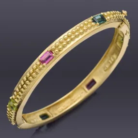 Barry Kieselstein-Cord 18K Yellow Gold Multi-Stone Hinged Bangle Bracelet