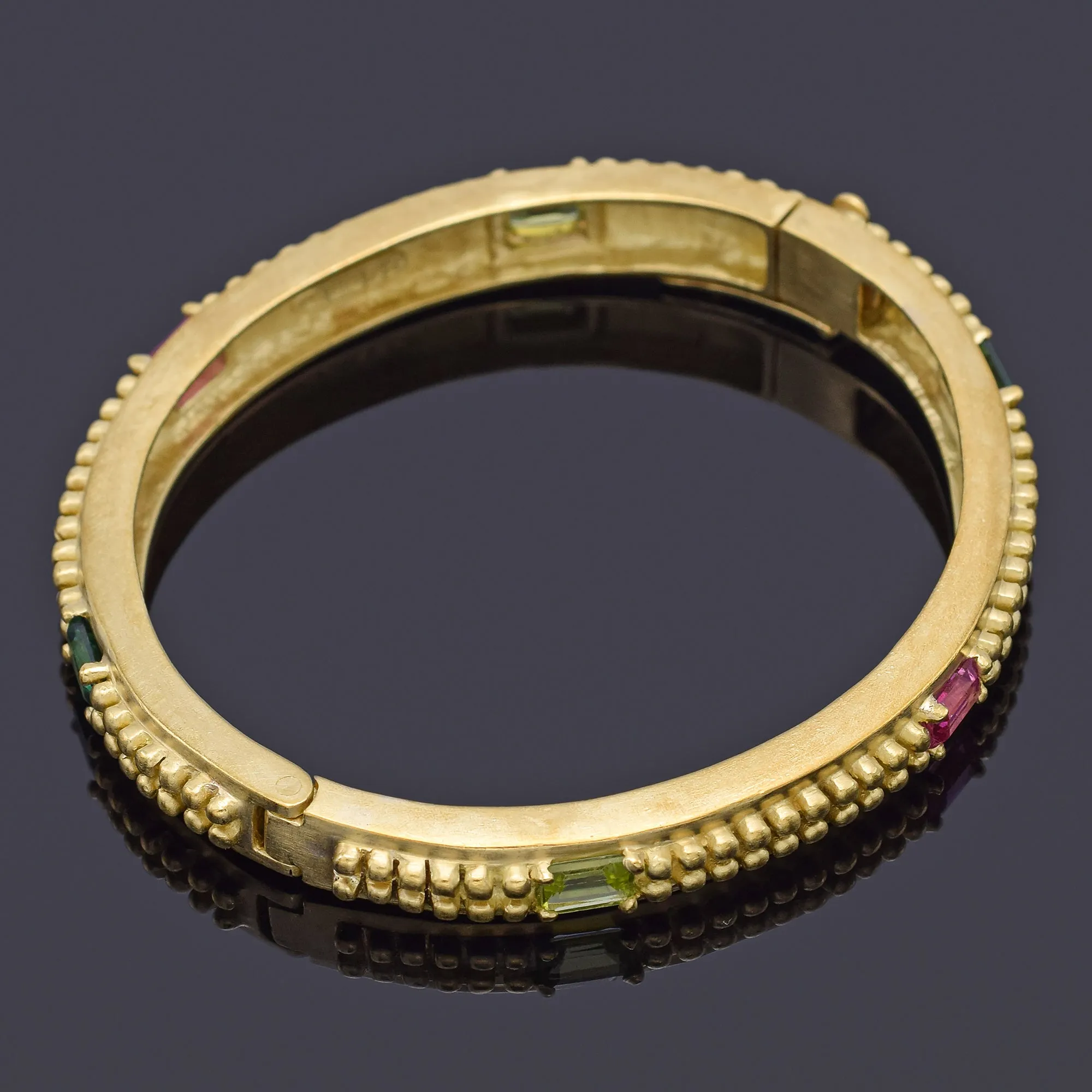 Barry Kieselstein-Cord 18K Yellow Gold Multi-Stone Hinged Bangle Bracelet