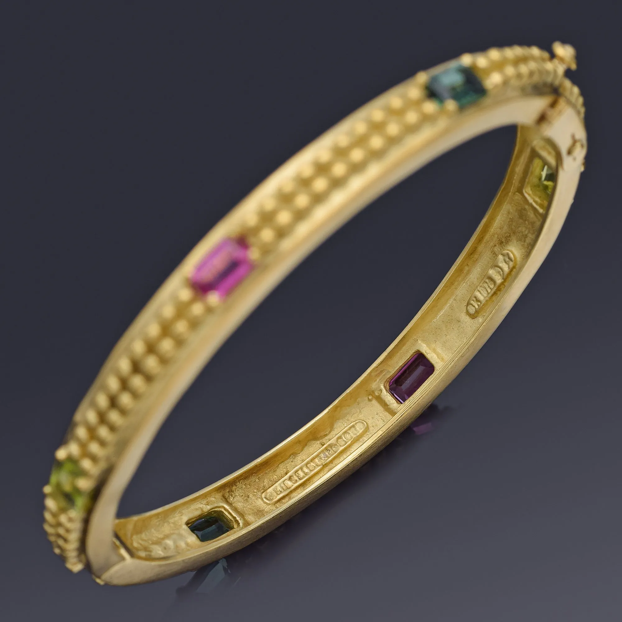 Barry Kieselstein-Cord 18K Yellow Gold Multi-Stone Hinged Bangle Bracelet