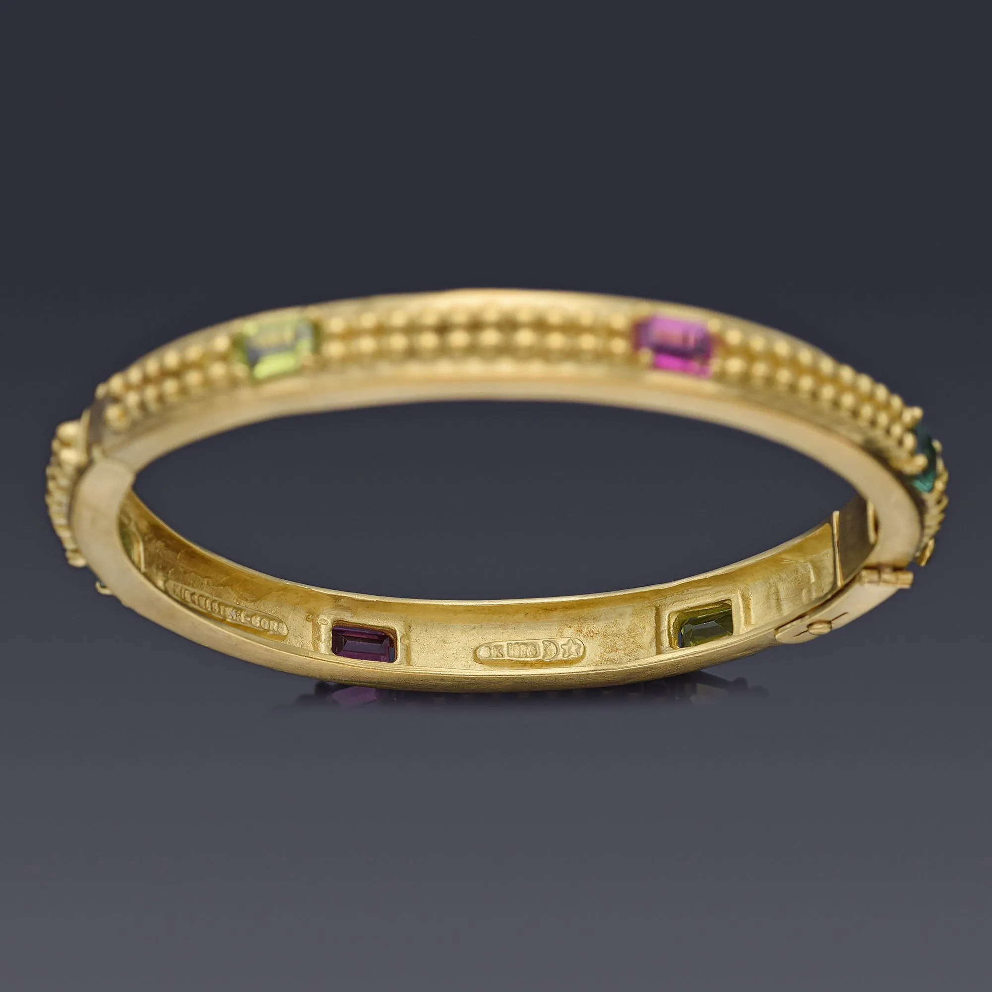 Barry Kieselstein-Cord 18K Yellow Gold Multi-Stone Hinged Bangle Bracelet