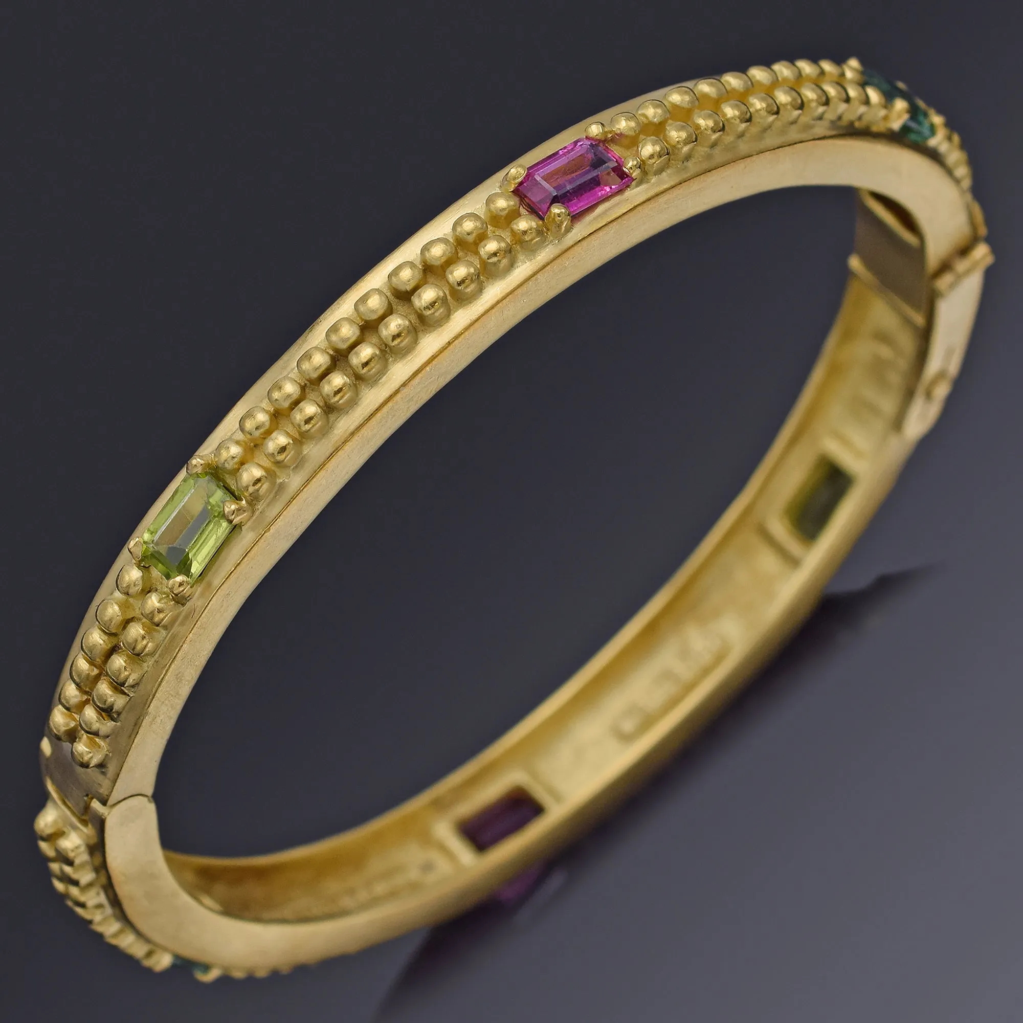 Barry Kieselstein-Cord 18K Yellow Gold Multi-Stone Hinged Bangle Bracelet