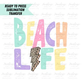 Beach Life Distressed Ready to Press Sublimation Transfer