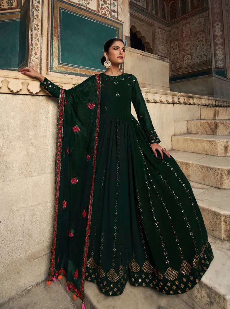 Beautifully designed Georgette Sequins Work Anarkali Set - Rent