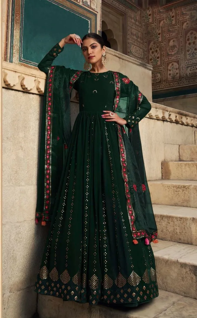 Beautifully designed Georgette Sequins Work Anarkali Set - Rent