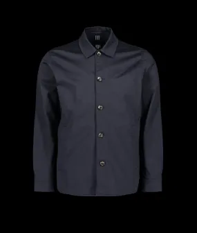 Benloy Cotton Sateen Stretch Overshirt - Navy