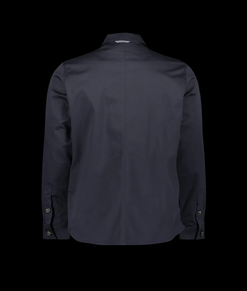 Benloy Cotton Sateen Stretch Overshirt - Navy