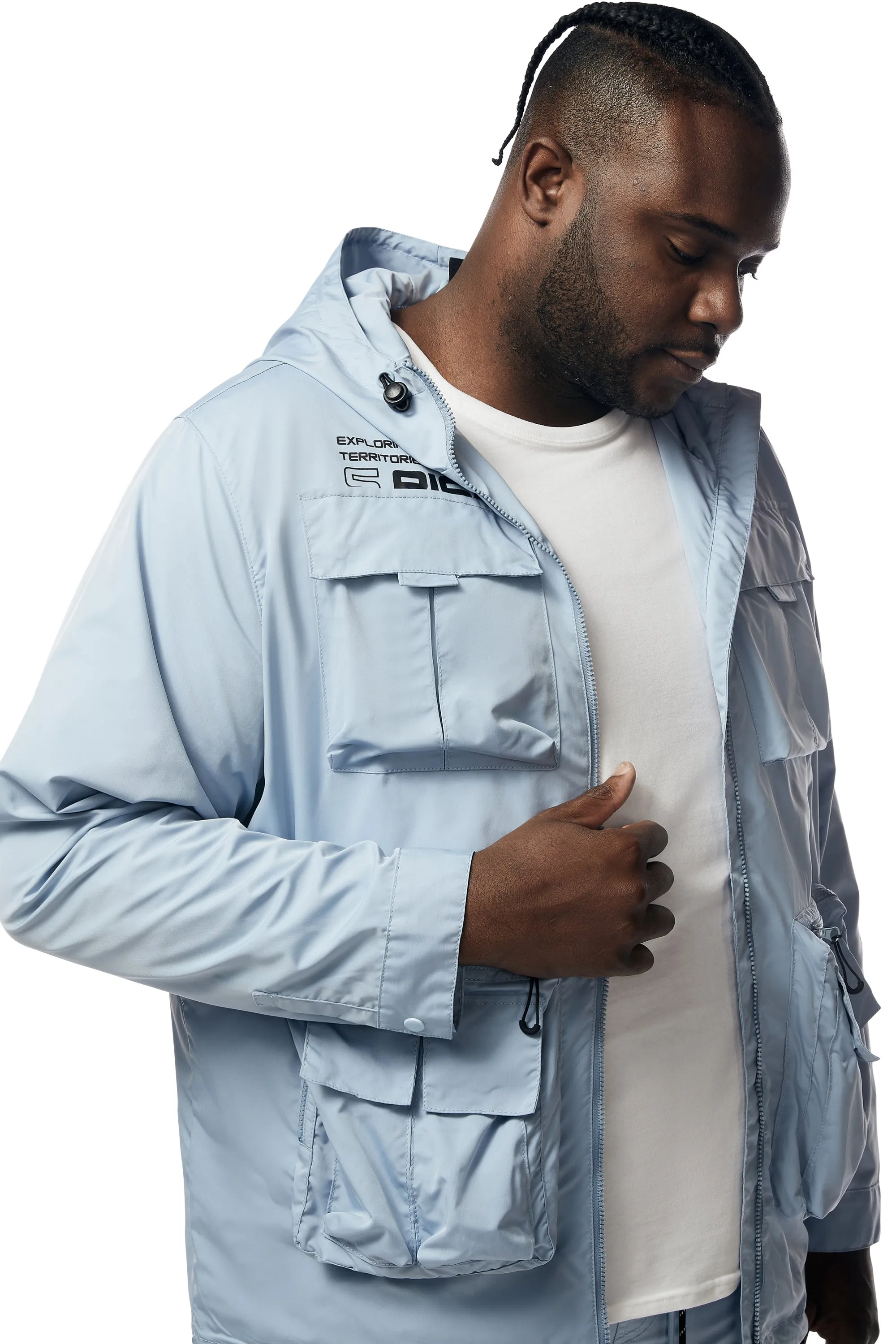 Big and Tall - Windbreaker Utility Jacket - Pale Blue