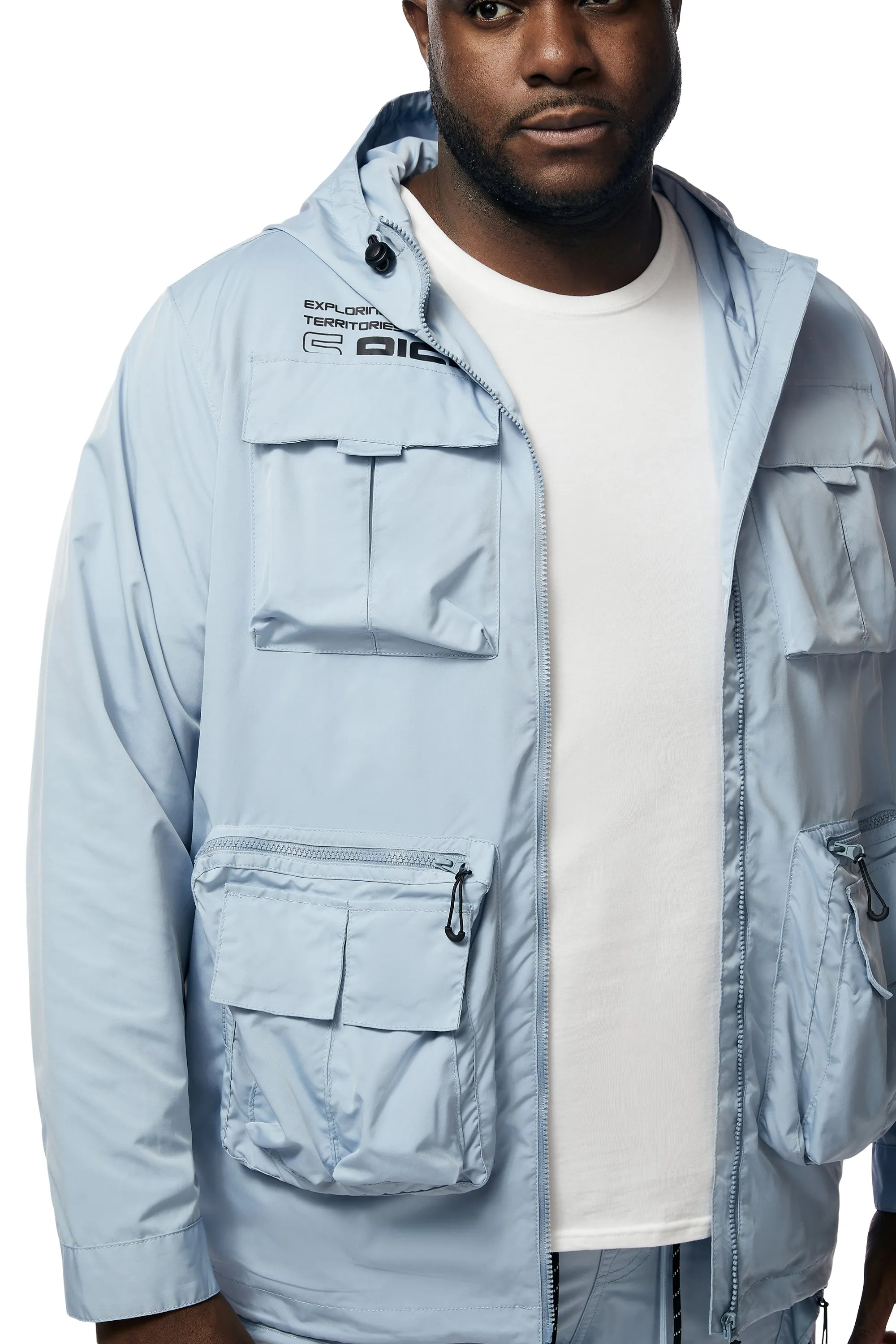 Big and Tall - Windbreaker Utility Jacket - Pale Blue