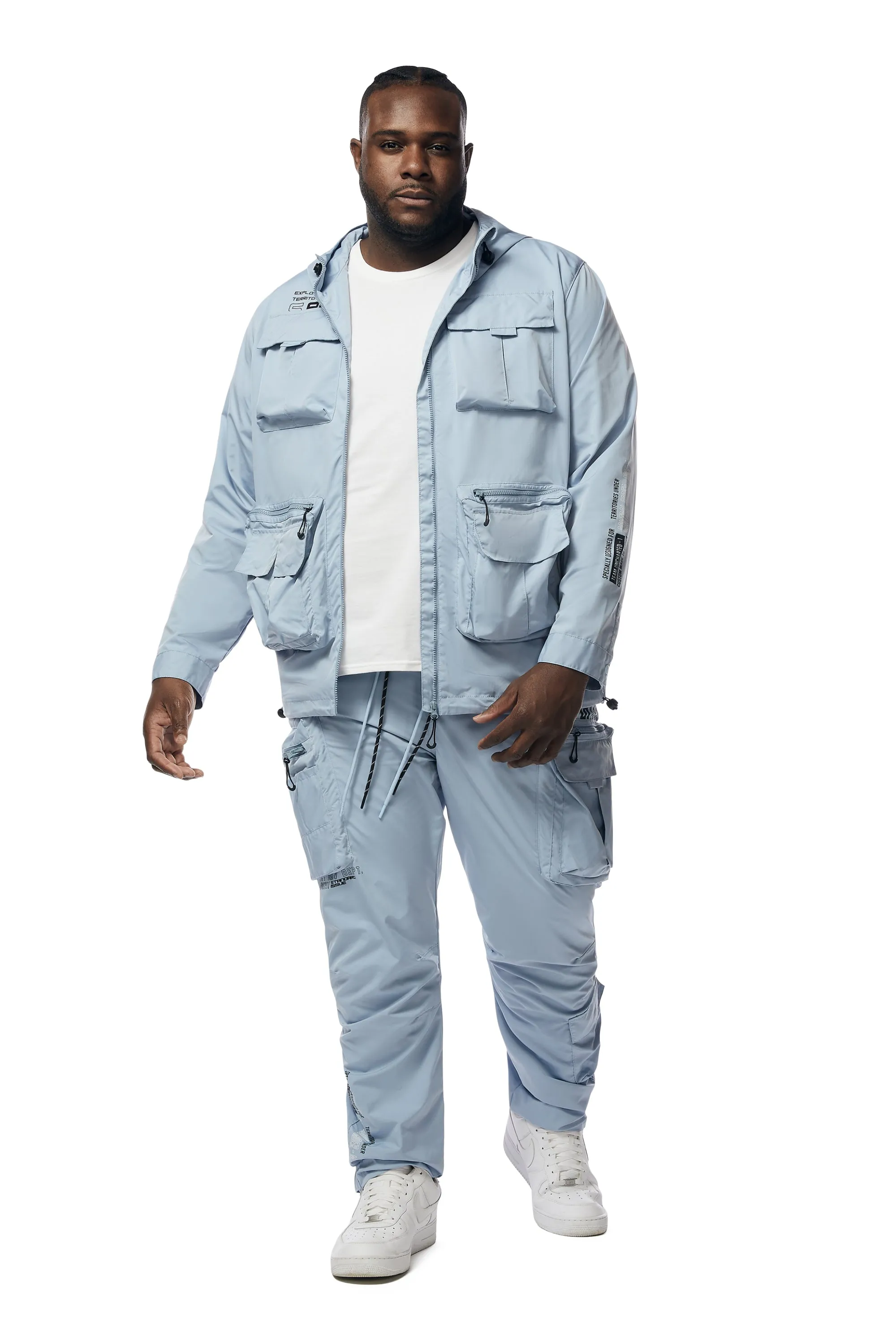 Big and Tall - Windbreaker Utility Jacket - Pale Blue