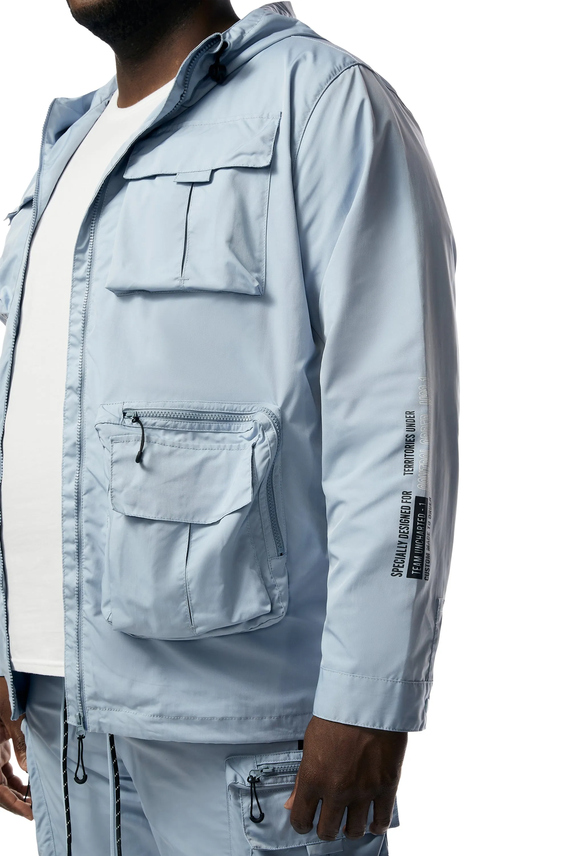 Big and Tall - Windbreaker Utility Jacket - Pale Blue