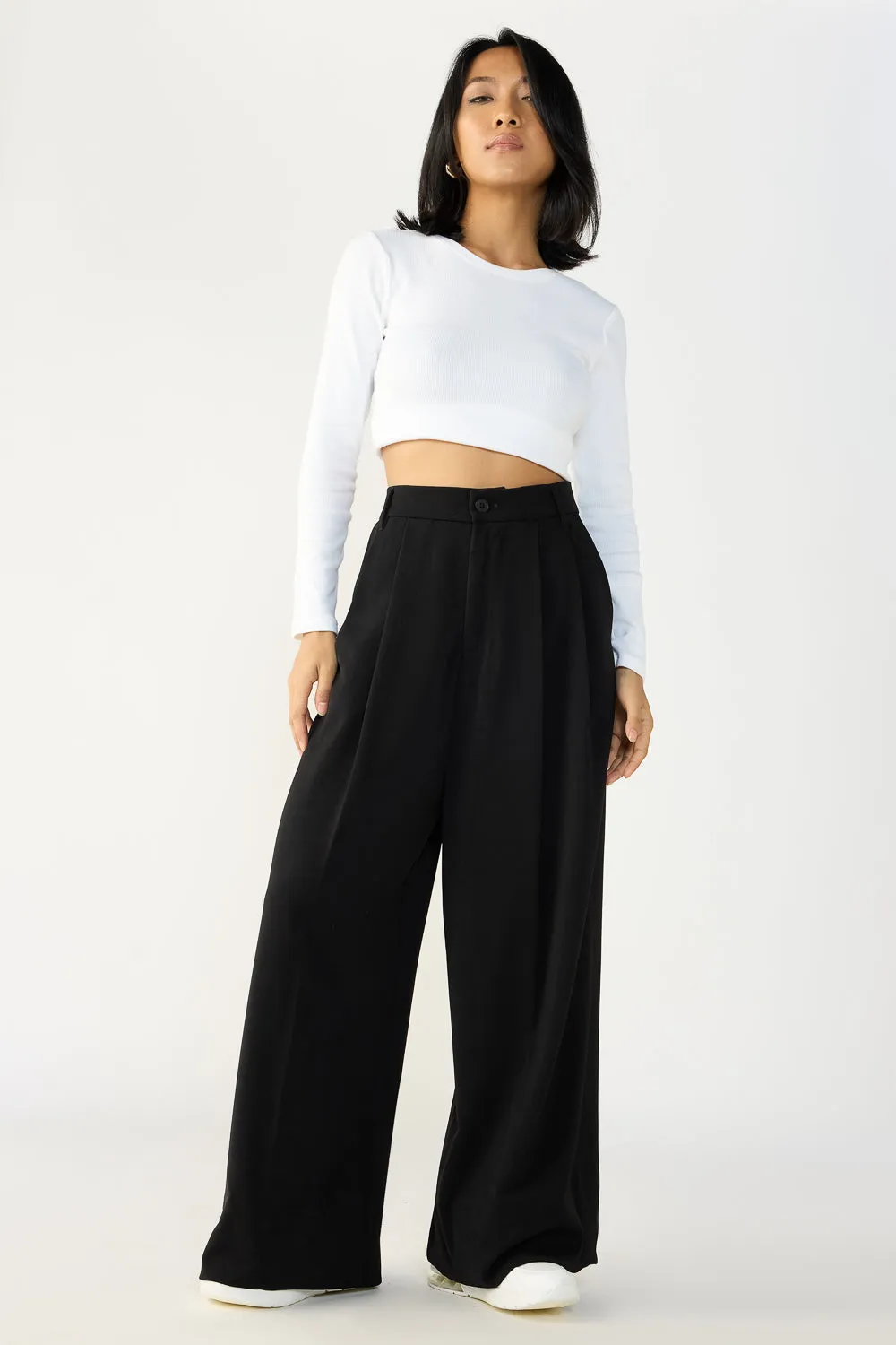 Black Flared Formal Korean Pants