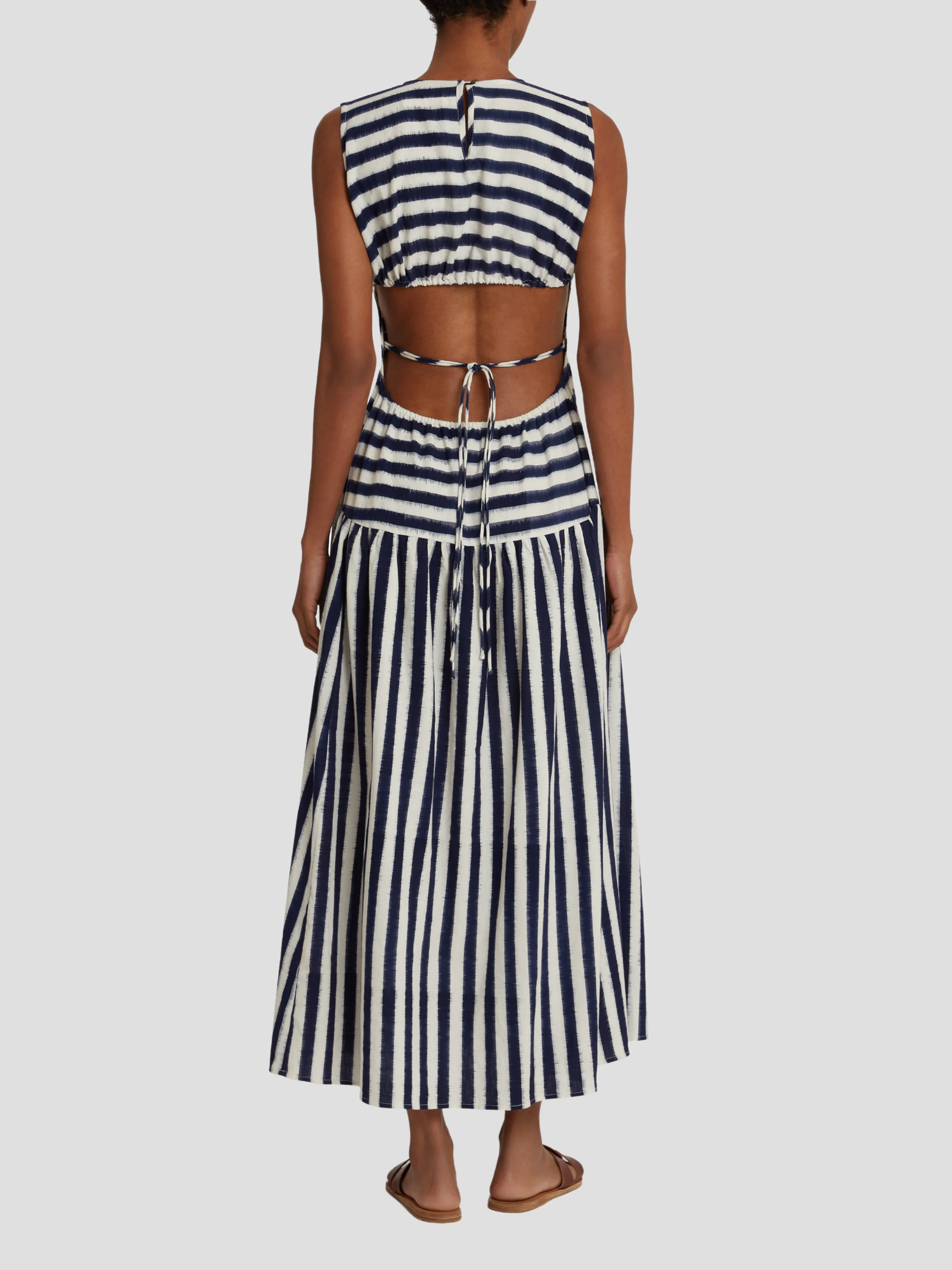 Blue & White Pulcheria lkat Stripes Dress