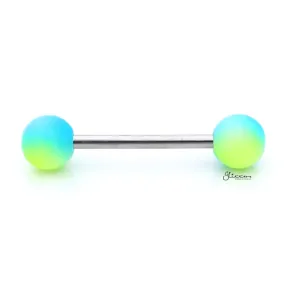 Blue and Yellow Colour Balls Tongue Barbell