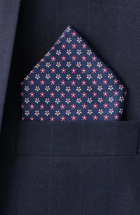 Blue Floral Pocket Square