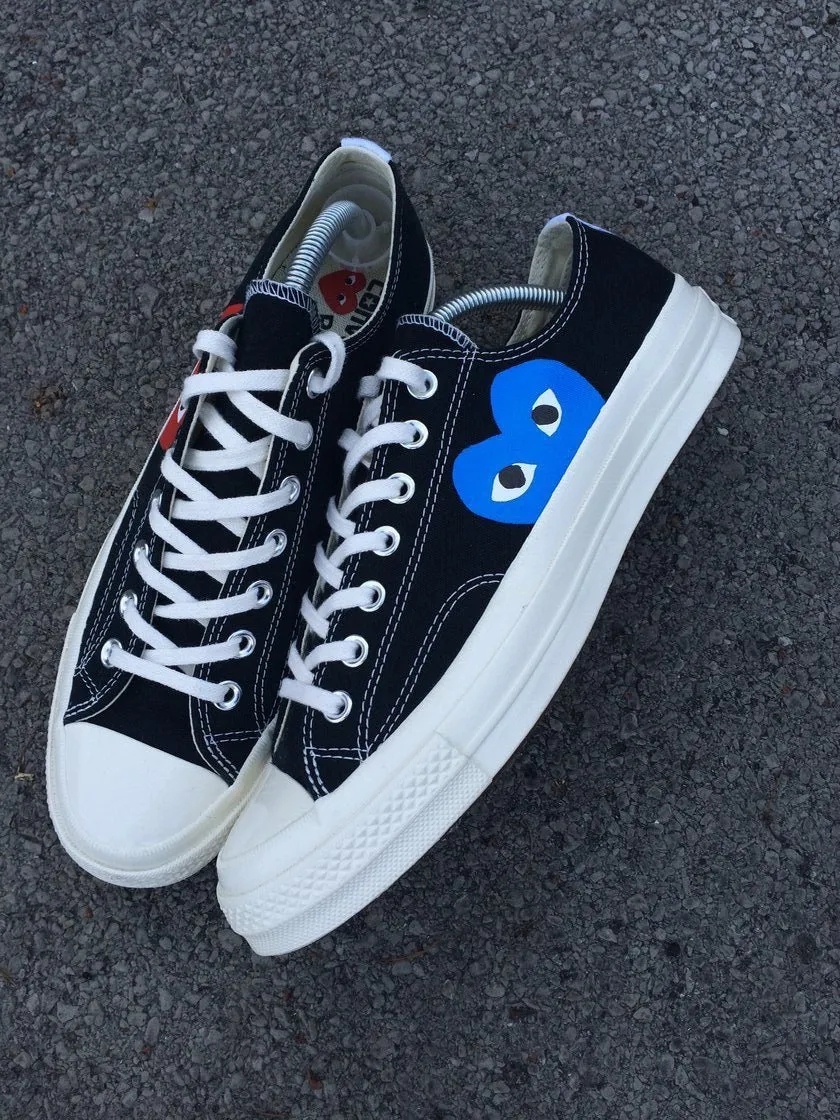 Blue Heart - Converse X CDG Black Low Custom