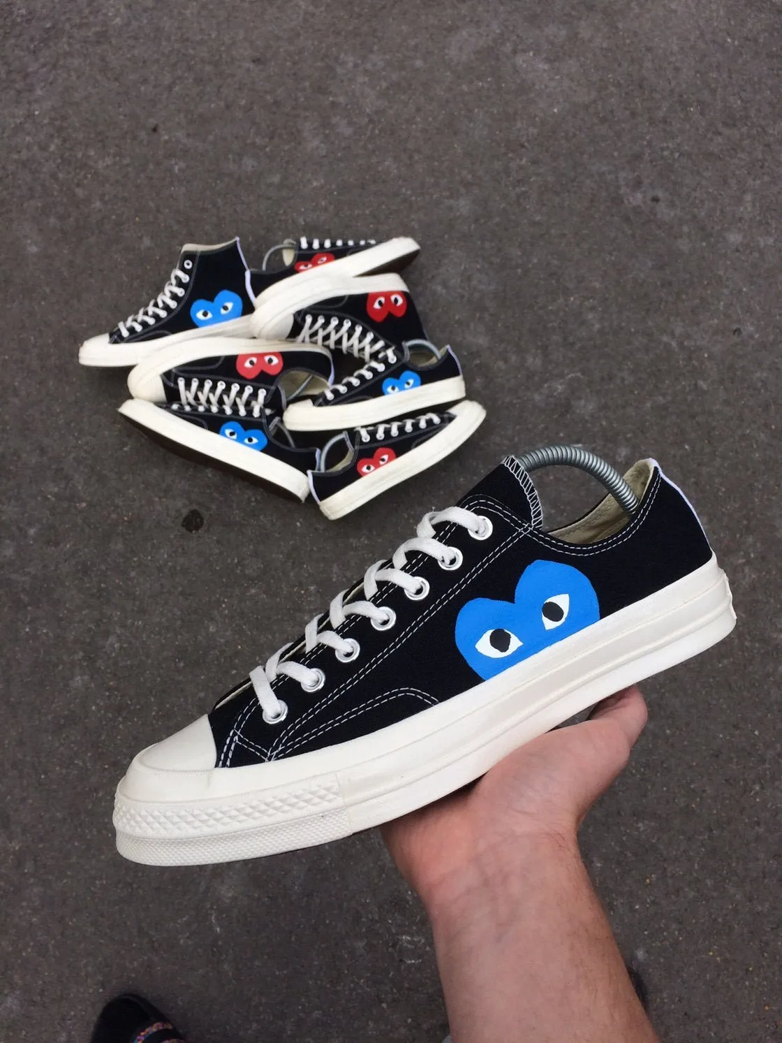 Blue Heart - Converse X CDG Black Low Custom