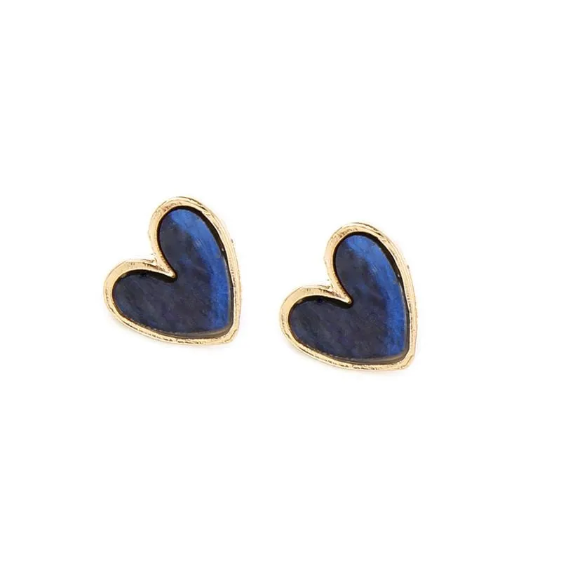 Blue Heart Stud Earrings