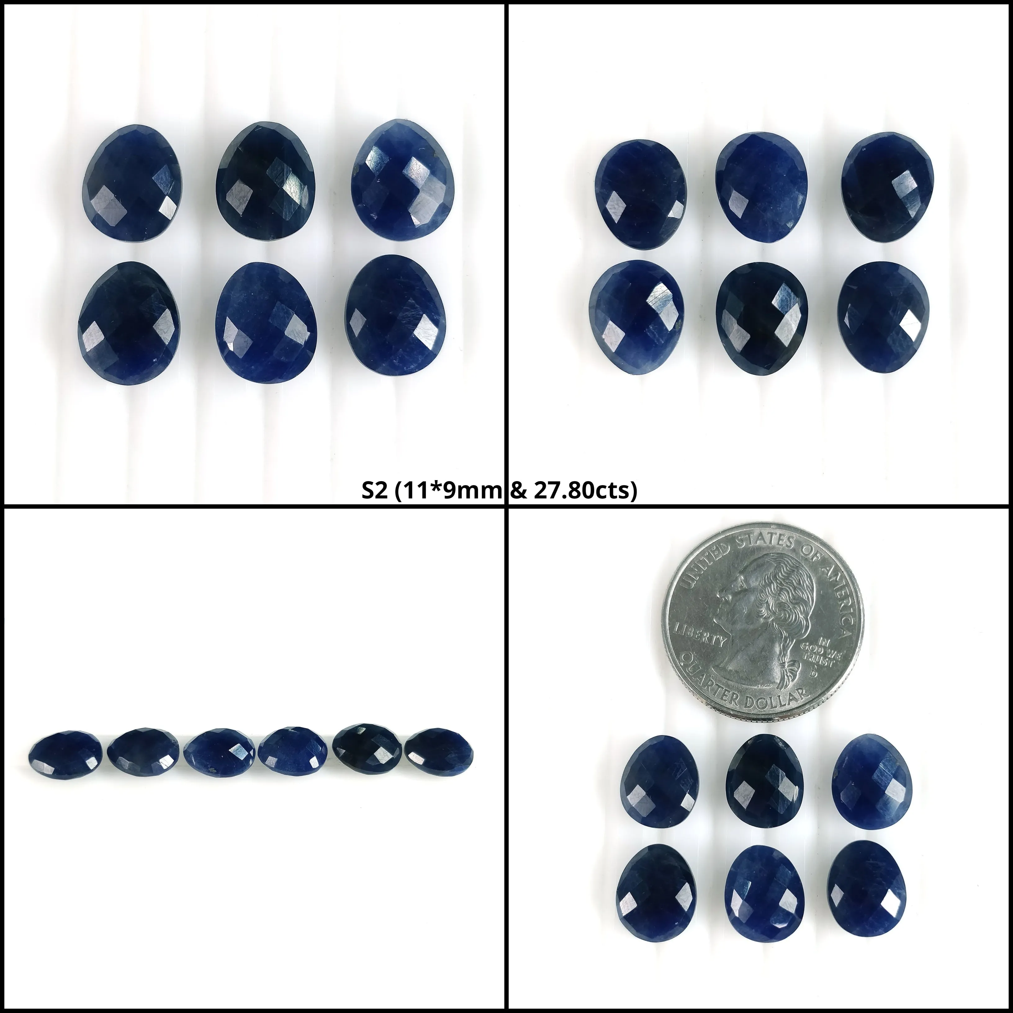 BLUE SAPPHIRE Gemstone Checker Cut : Natural Untreated Unheated Sapphire Egg Shape Briolette 5pcs & 6pcs