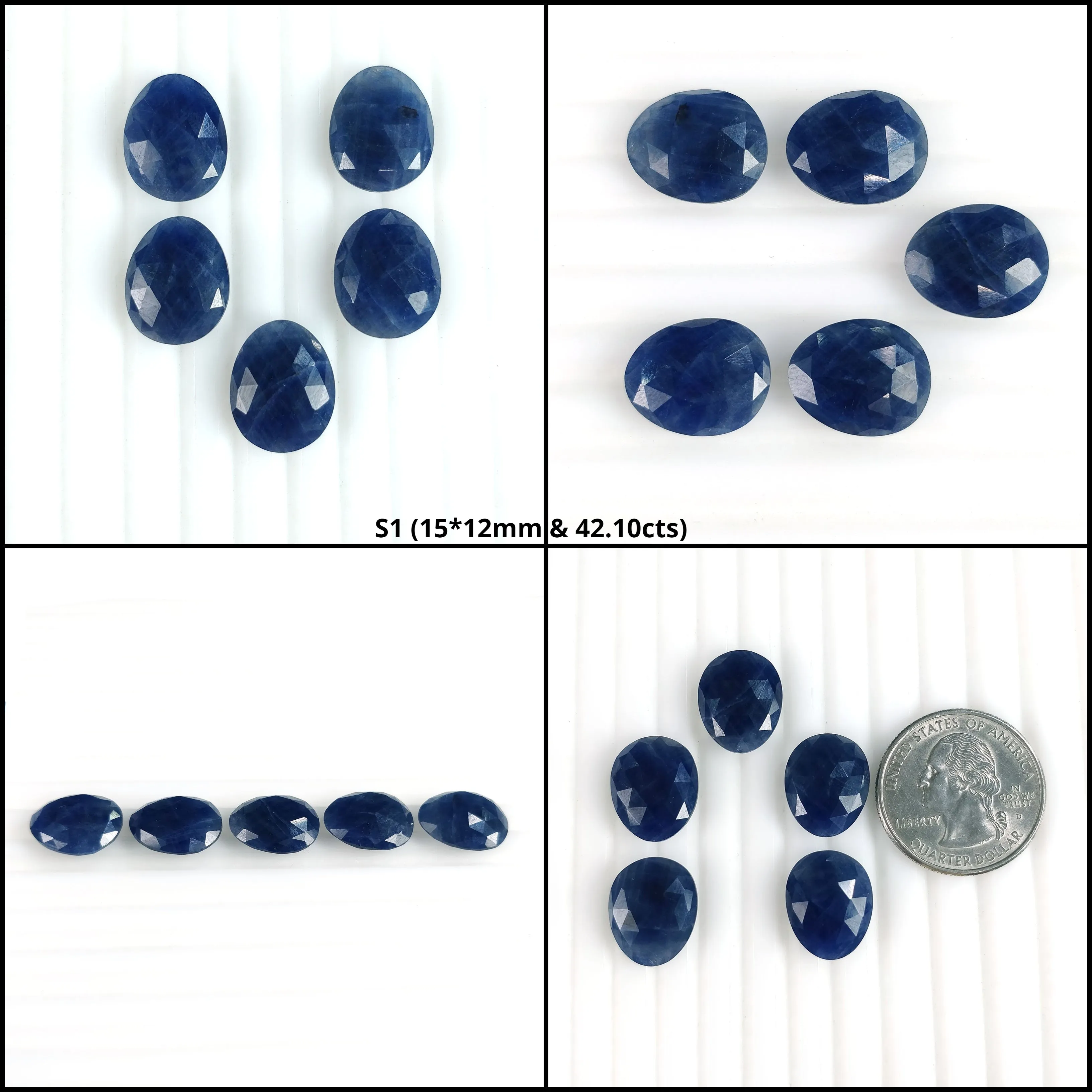 BLUE SAPPHIRE Gemstone Checker Cut : Natural Untreated Unheated Sapphire Egg Shape Briolette 5pcs & 6pcs