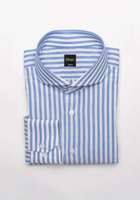 Blueish Grey Cotton Linen Stripes Shirt