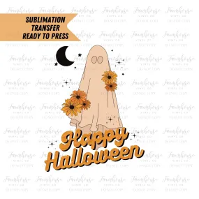 Boho Vintage Floral Ghost Design, Halloween, Sublimation Transfer, Horror Lover, Sublimation Transfer Ready Press, Halloween Heat Transfer