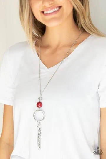 Bold Balancing Act Red and Silver Necklace - Paparazzi Accessories