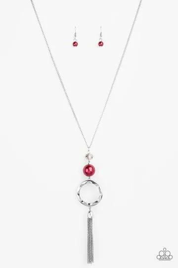 Bold Balancing Act Red and Silver Necklace - Paparazzi Accessories