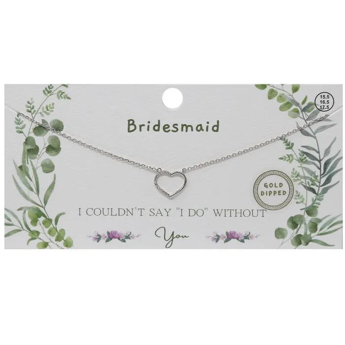 BRIDESMAID CZ Pave Heart Pendant Gold Dipped Necklace