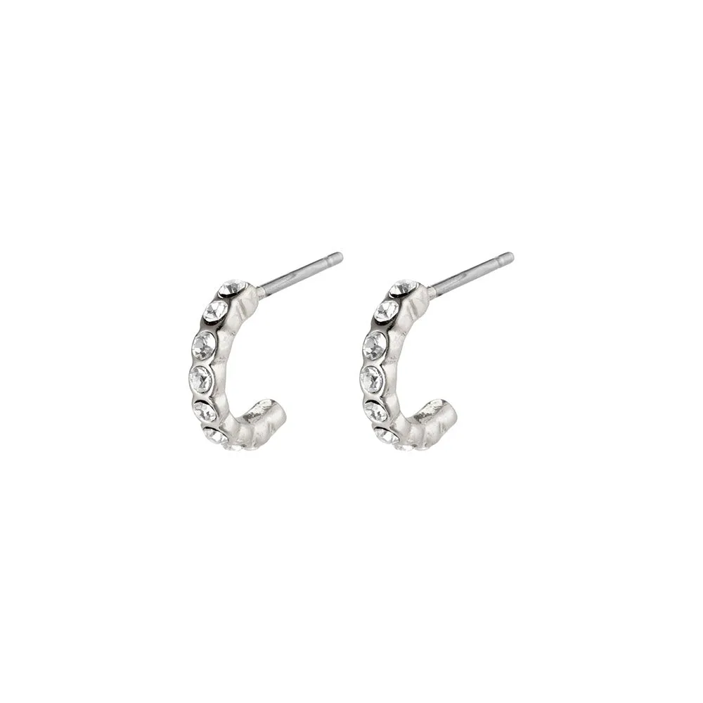 Brigitte Silver Plated Mini Crystal Hoops