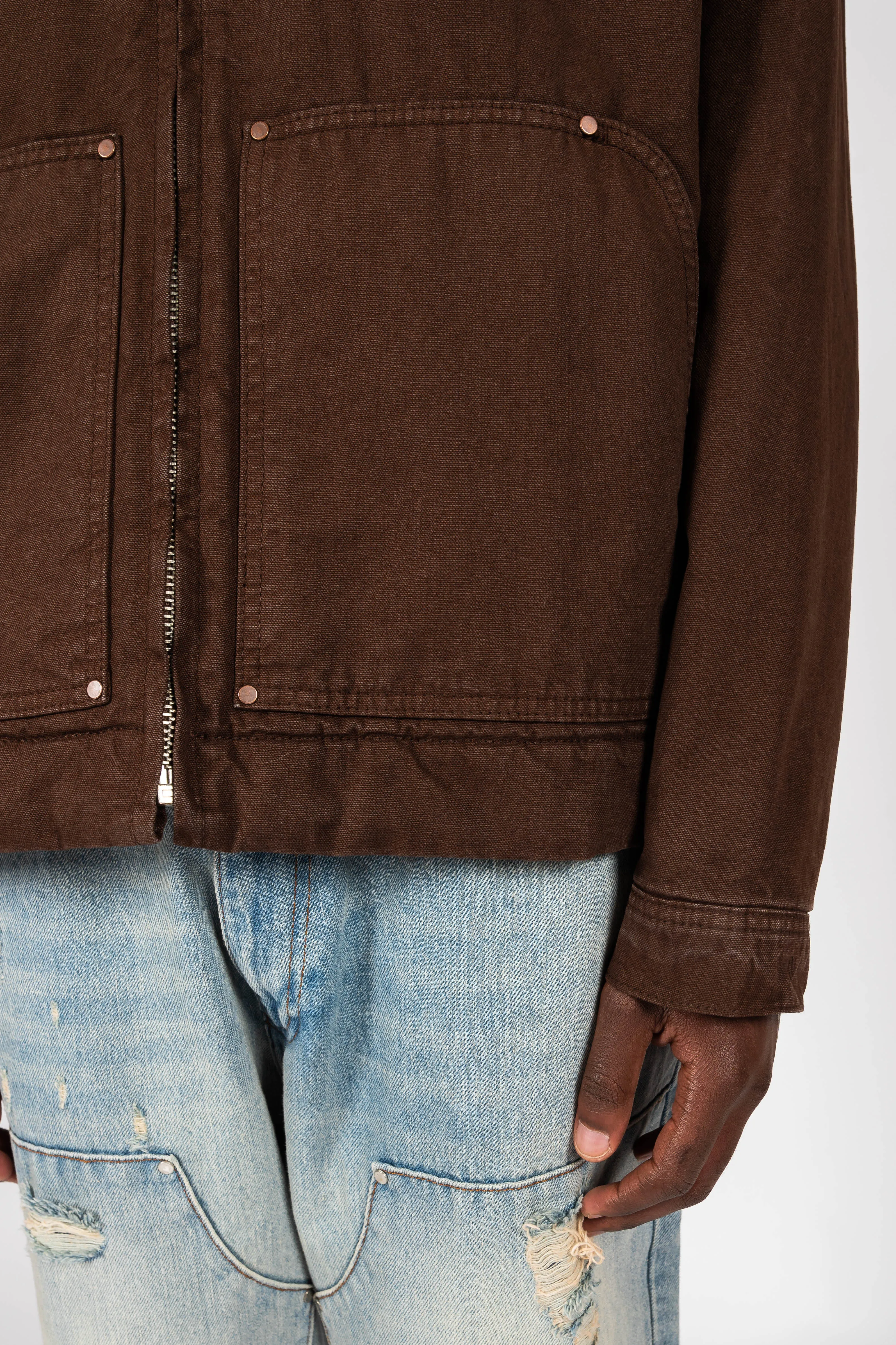 BROWN PUNCHED F CANVAS JACKET