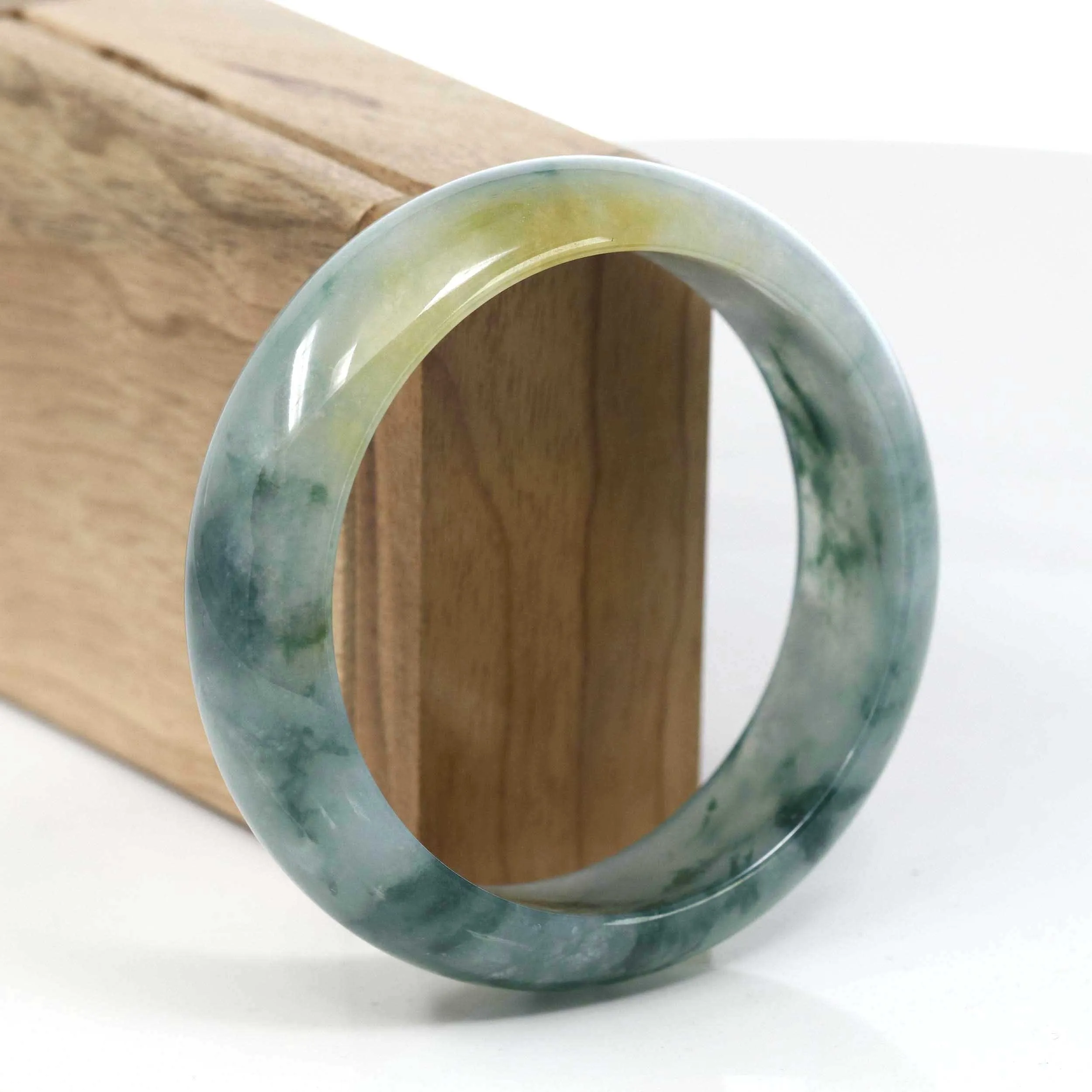 Burmese High-end Ice Blue-green Jade Jadeite Bangle Bracelet (58.83mm) ( Collectibles )T073