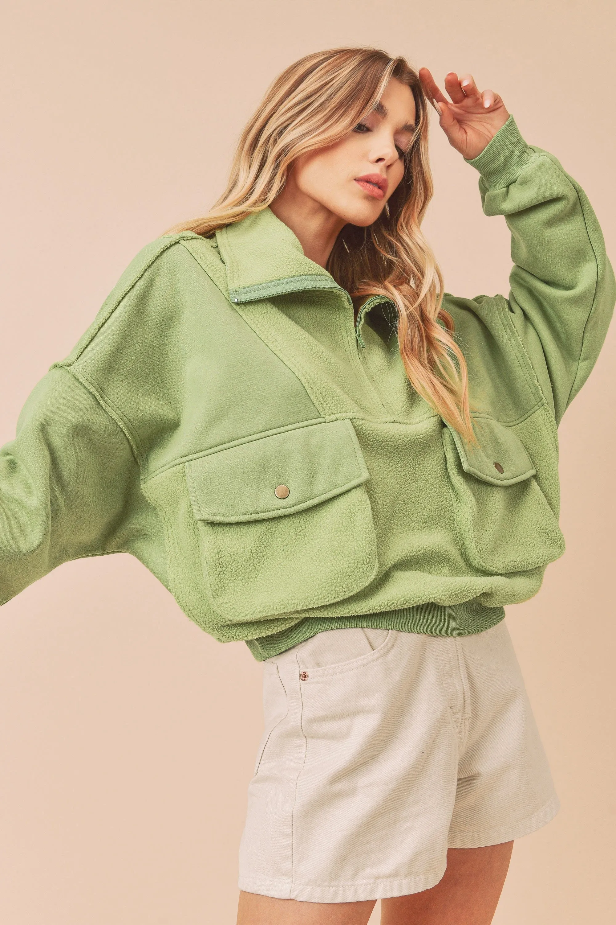 Carter Pullover Sweatshirt-Green Tea