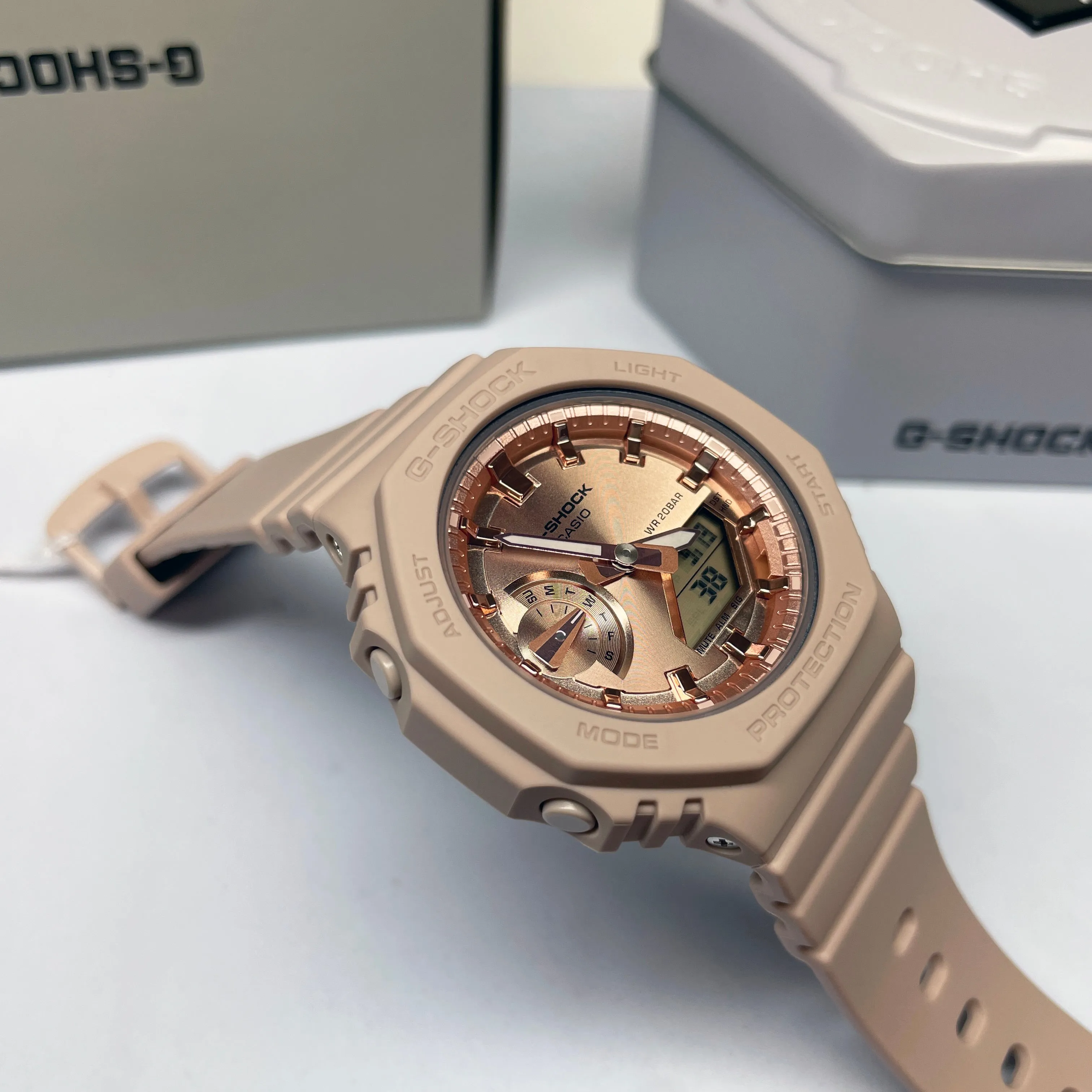 Casio G-Shock GMAS2100 “Mini CasiOak” Blush Pink Metallic Gold Watch GMAS2100MD-4A